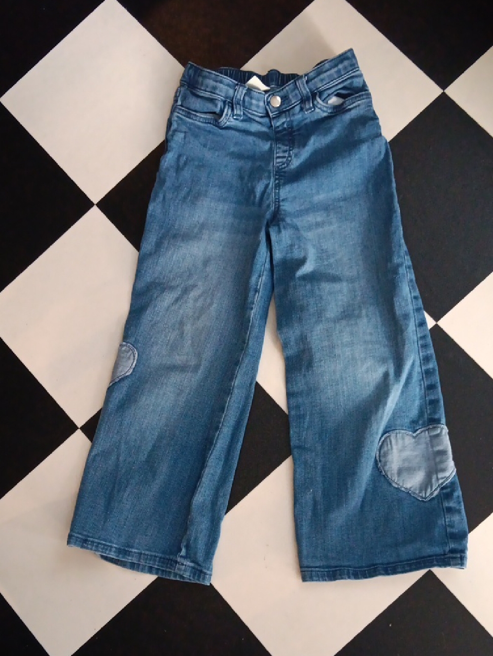 Tucker Tate Girls' Wide Leg Heart Patch Jeans